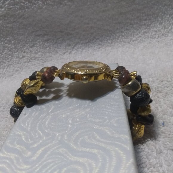 LA Express Quartz Watch Multi-Color Beads Gold Frame New Battery Women Great - Picture 6 of 11